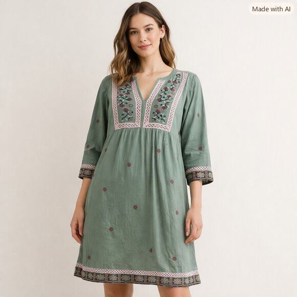 Sundance Dresses & Skirts - Sundance Lucienne Embroidered Boho Shift Dress Size Medium